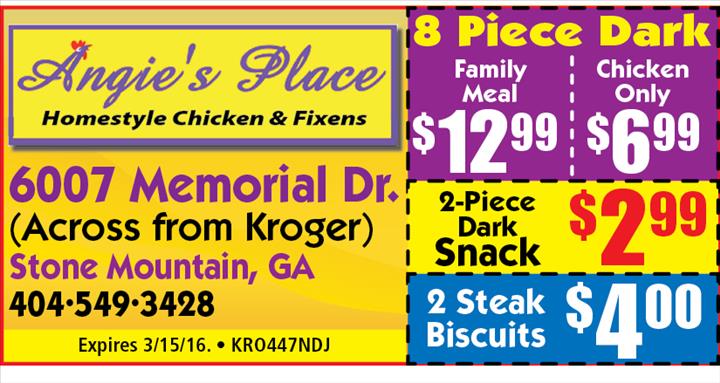 Angie's Place Chicken And Fixins